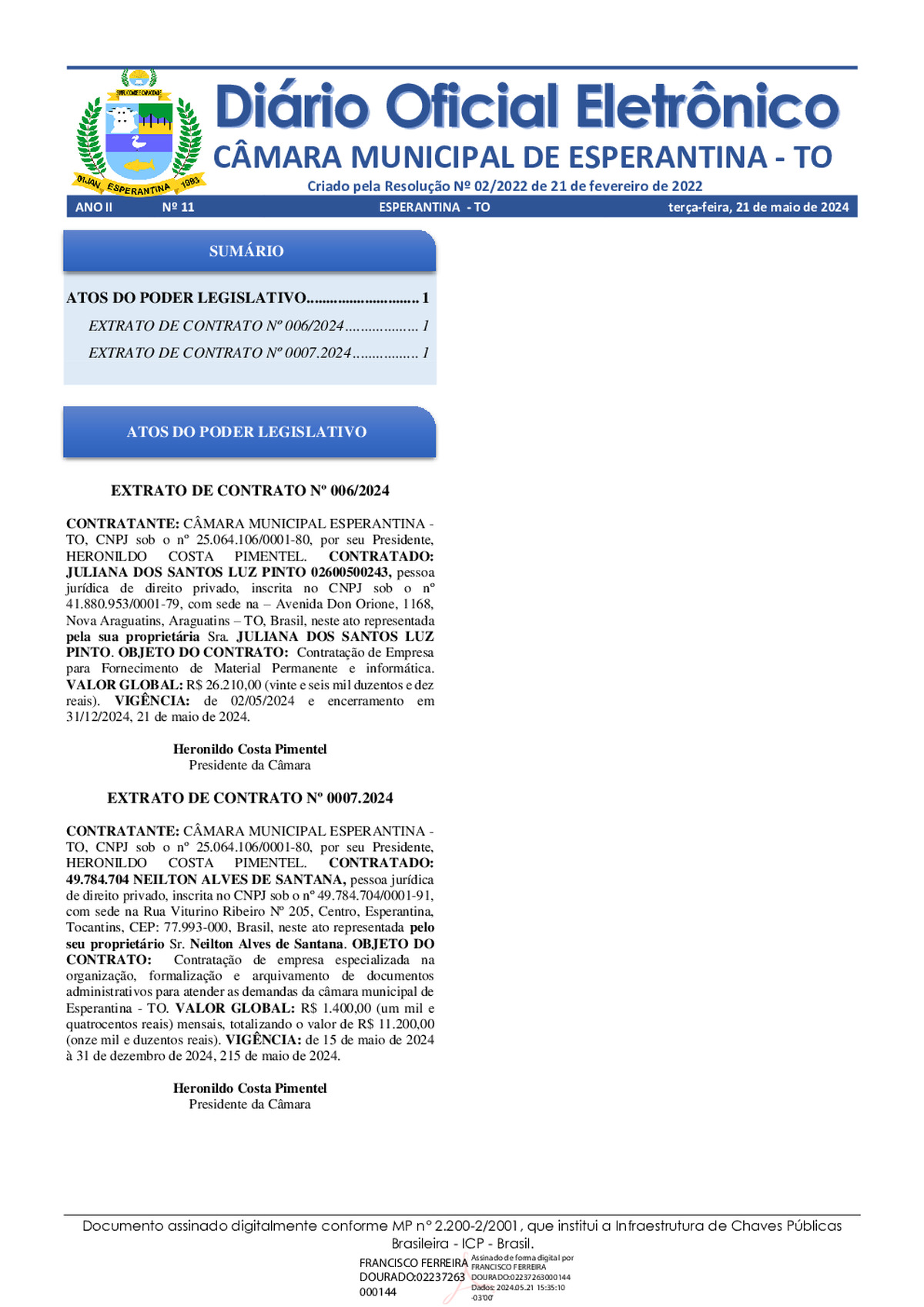 Diário Oficial - Edição 011