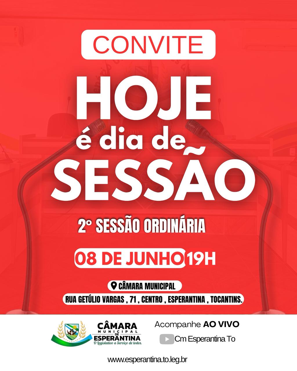 AS SESSÕES ORDINÁRIAS DA CÂMARA MUNICIPAL DE ESPERANTINA-TO