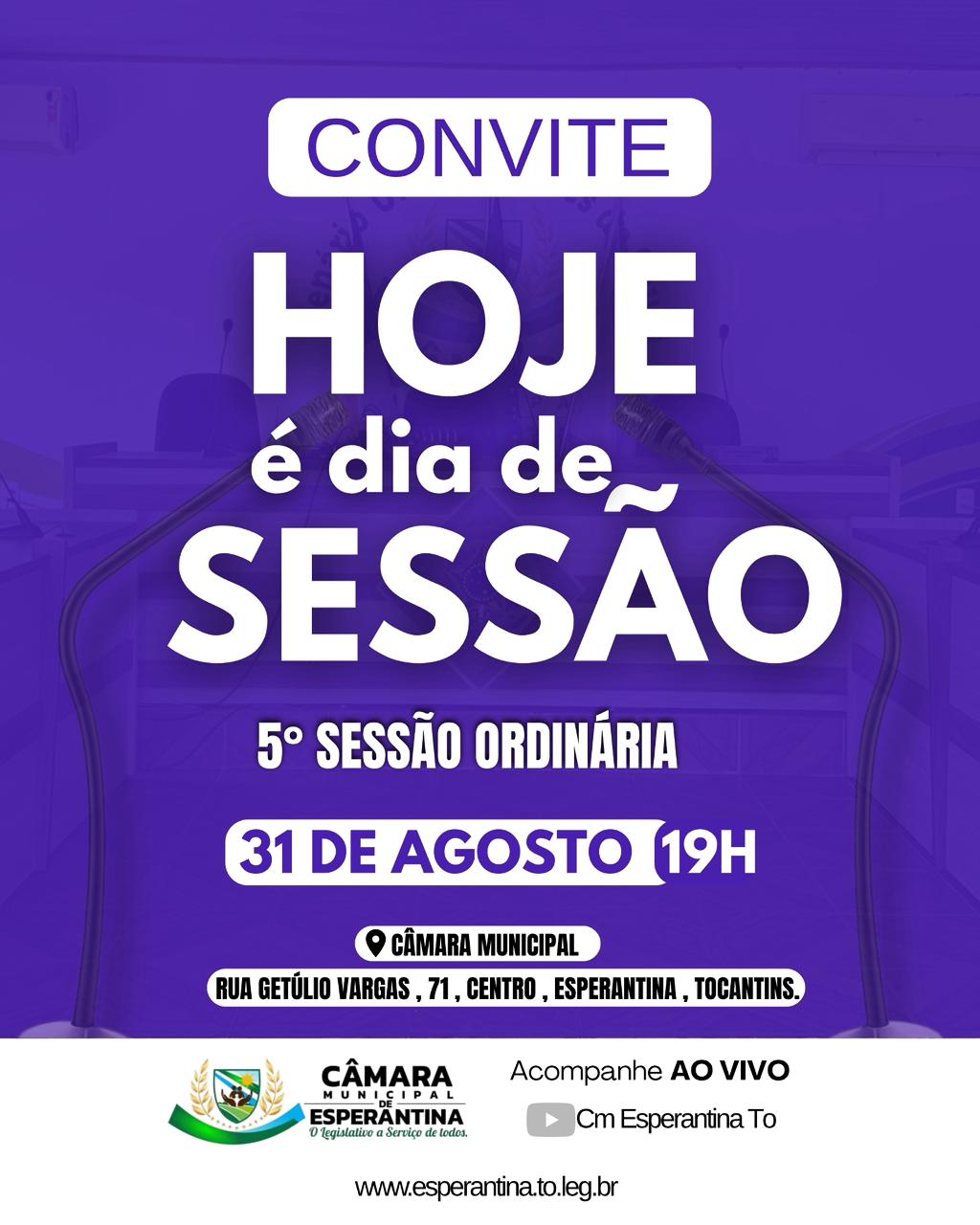 AS SESSÕES ORDINÁRIAS DA CÂMARA MUNICIPAL DE ESPERANTINA-TO