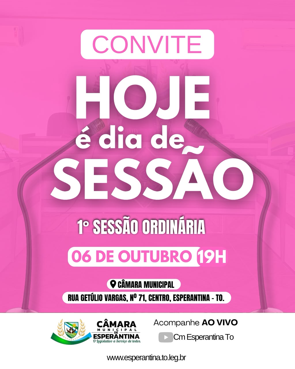 AS SESSÕES ORDINÁRIAS DA CÂMARA MUNICIPAL DE ESPERANTINA-TO